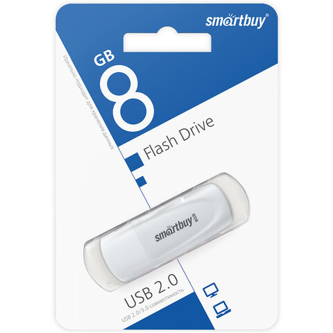 Флеш-диск 8 GB SMARTBUY Scout USB 2.0, белый, SB008GB2SCW - фото 4