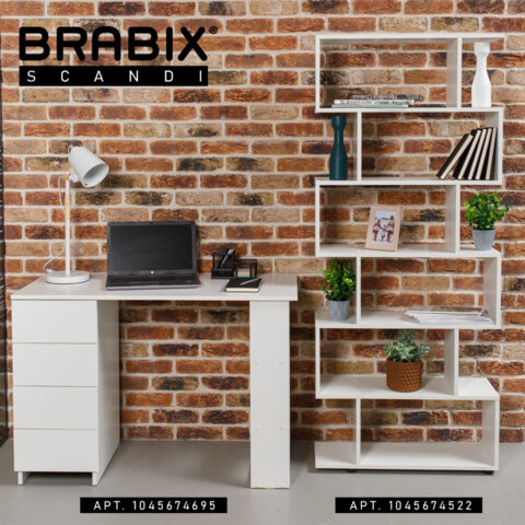 Стол письменный/компьютерный BRABIX "Scandi CD-016", 1100х500х750 мм, 4 ящика, белый, 641891, ЦБ013707-1 - фото 25