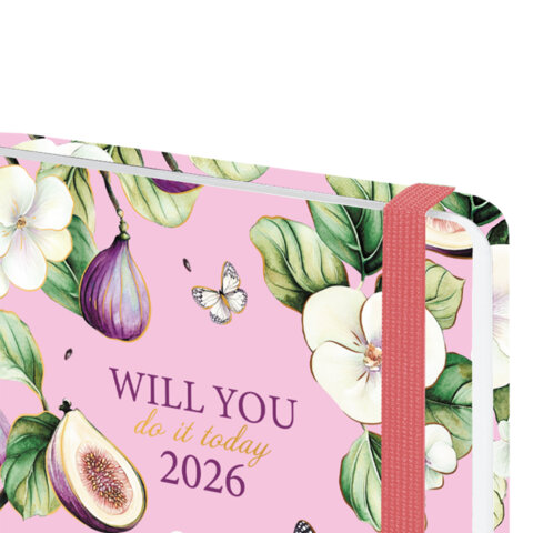 Ежедневник датированный 2026 с резинкой 145х203 мм, А5, BRAUBERG, твердый, фольга, "Инжир", 117337 - фото 4