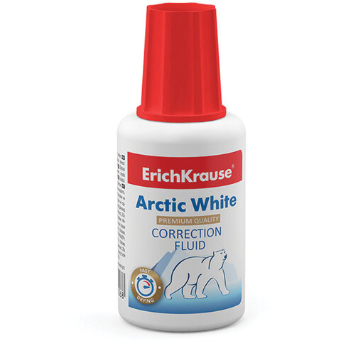 Корректирующая жидкость ERICH KRAUSE "Arctic White", 20 мл, экстра-белизна, флакон с кисточкой, 6 - фото 1