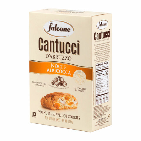 Печенье сахарное FALCONE "Cantucci" с грецким орехом и абрикосом, 180 г, ИТАЛИЯ, MC-00013541 - фото 1