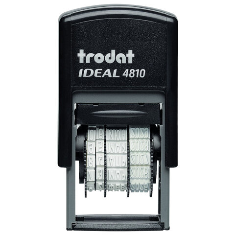 Датер-мини месяц БУКВАМИ, оттиск 20х3,8 мм, синий, TRODAT IDEAL 4810 P2, корпус черный, подушка, 218615 - фото 1