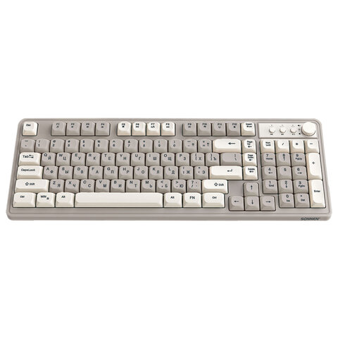 Клавиатура проводная USB, 102+98 клавиш, LED-подсветка, SONNEN K620, слоновая кость / серая, 513950 - фото 9