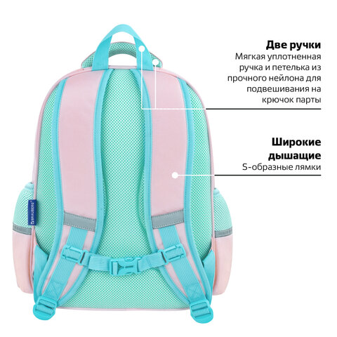 Рюкзак BRAUBERG SNAP, 2 отделения, 3 кармана, "Light pink", 39х28х16 см, 272067 - фото 16