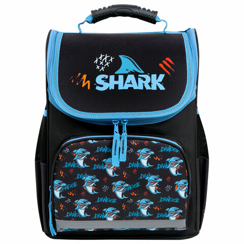 Ранец ПИФАГОР BASIC, 1 отделение, 3 кармана, эргономичная спинка, "Angry shark", 35х28х18 см, 272044 - фото 2
