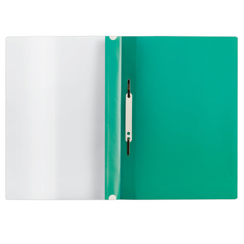 Скоросшиватель пластиковый с перфорацией BRAUBERG, А4, 140/180 мкм, зеленый, 226581 - фото 2