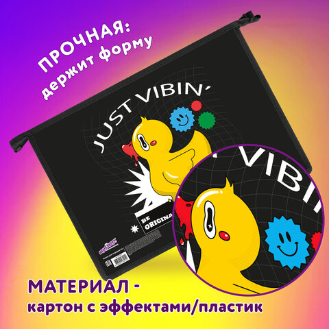 Папка для тетрадей ЮНЛАНДИЯ А4, 1 отделение, картон/пластик, конгрев, на молнии, "Duck tales", 272134 - фото 7