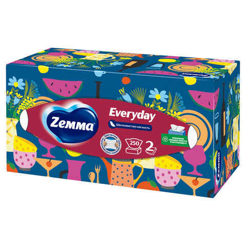Салфетки косметические 2-слойные в картонном коробе, 250 штук, ZEMMA/ZEWA Everyday, 86791 - фото 18