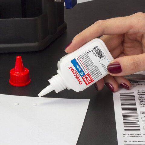 Клей ПВА ОФИСМАГ (бумага, картон, дерево), 45 г, РОССИЯ, 225760 - фото 4