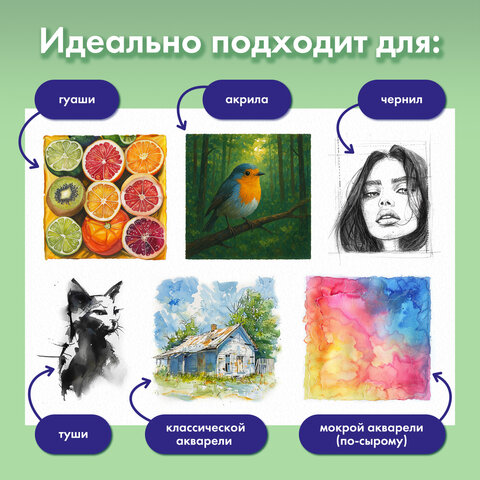 Бумага для гуаши А4 20 л., 180 г/м2, 210х297 мм, в папке, BRAUBERG АКАДЕМИЯ, "Котик", 117737 - фото 11