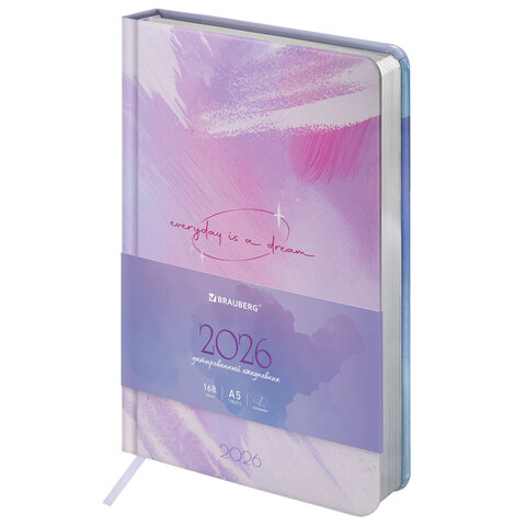 Ежедневник датированный 2026 А5 138x213 мм, BRAUBERG "Vista", под кожу твердый, "Pastel", 117458 - фото 1