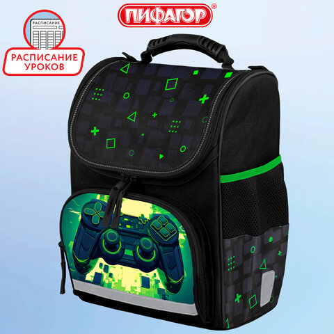 Ранец ПИФАГОР BASIC, 1 отделение, 3 кармана, эргономичная спинка, "Старт!", 35х28х18 см, 274423 - фото 9