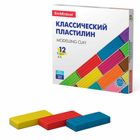 Пластилин классический ERICH KRAUSE, 12 цветов, 192 г, 50558 - фото 1