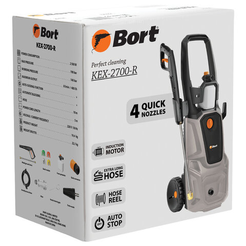 Минимойка BORT KEX-2700-R, мощность 2,5 кВт, давление 190 бар, шланг 10 м, 93416145 - фото 20