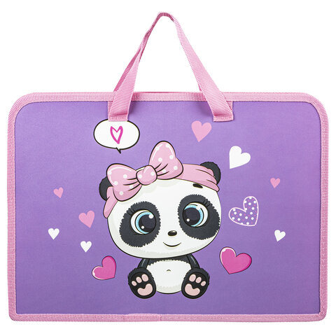 Папка на молнии с ручками ЮНЛАНДИЯ А4, 1 отделение, пластик, ширина 45 мм, "Sweet Panda", 271456 - фото 3