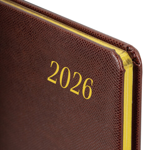 Еженедельник датированный 2026, А5, 145х215 мм, BRAUBERG "Iguana", под кожу, коричневый, 117169 - фото 4