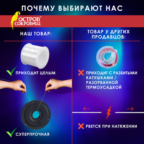 Леска для рукоделия, диаметр 0,3 мм, длина 350 м, прозрачная, ПРОЧНАЯ, ОСТРОВ СОКРОВИЩ, 665207 - фото 7