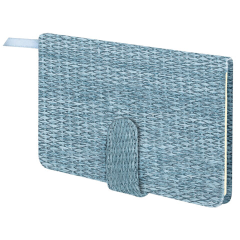 Еженедельник датированный 2026 МАЛЫЙ ФОРМАТ 95х155 мм, А6, BRAUBERG "Augustus", под кожу, голубой, 117185 - фото 1