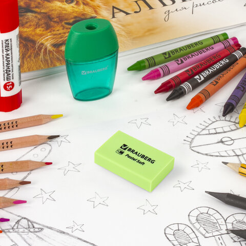 Ластики BRAUBERG PASTEL SOFT НАБОР 6 шт., размер ластика 45х25х10 мм, экологичный ПВХ, 271340 - фото 9