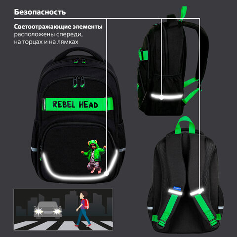 Рюкзак BRAUBERG MOTION, 2 отделения, 3 кармана, "Be cool", 41х28х17 см, 273116 - фото 14