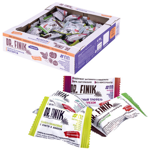 Конфеты финиковые DR.FINIK ассорти (фундук, миндаль, грецкий орех, кунжут), без сахара, 1000 г - фото 1