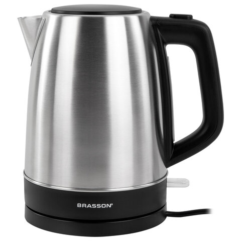 Чайник BRASSON (БРАССОН) KT-040, 1,7 л, 2200 Вт, индикатор уровня воды, сталь, черный, 455192 - фото 1