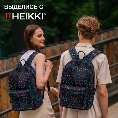 Рюкзак HEIKKI DREAM (ХЕЙКИ) универсальный, с карманом для ноутбука, эргономичный, Neon cats, 42х26х14 см, 272524 - фото 15