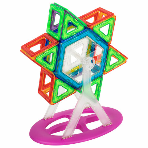 Магнитный конструктор MAGNETIC BLOCKS, 100 деталей, 2 колесные базы, карусель, BRAUBERG KIDS, 665720 - фото 6