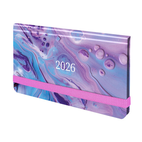 Еженедельник датированный 2026 с резинкой 171х93 мм, BRAUBERG, твердый, УФ-ЛАК, 64 л., "Мрамор", 117352 - фото 1