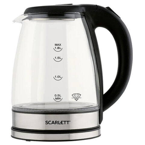 Чайник SCARLETT SC-EK27G88, 1,8 л, 1800 Вт, закрытый нагревательный элемент, стекло, черный - фото 4