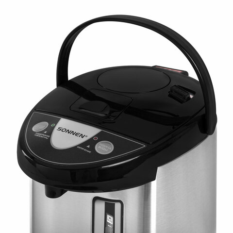 Термопот SONNEN TP-50, 5 л, 900 Вт, 1 температурный режим, 3 режима подачи воды, сталь, белый/серебро, 456711 - фото 3