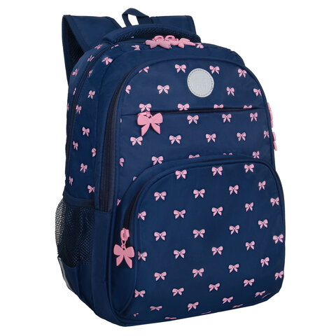 Рюкзак GRIZZLY школьный, анатомическая спинка, 2 отделения, для девочек, "PINK BOWS", 39х30х20 см, RG-568-2/3 - фото 1