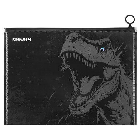 Папка для тетрадей BRAUBERG А4, 1 отделение, пластик, на zip-lock молнии, "Scary dino", 273321 - фото 2