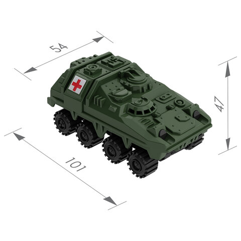 Военная машина игрушечная БРОНЕТРАНСПОРТЕР "Санитар", пластик, 10,1x5,4x4,7 см, НОРДПЛАСТ, 377 - фото 2