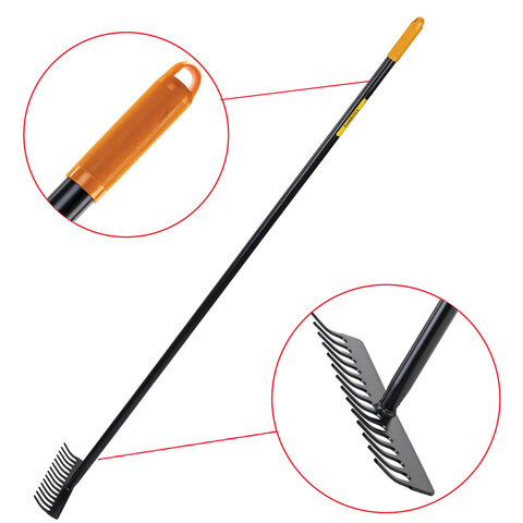 Грабли 14 зубьев цельнометаллические 35х10 см, ОБЩАЯ ДЛИНА 150 см, черенок сталь, RABBITEX (РАББИТЕКС) "LONG HANDLE", 700493 - фото 5