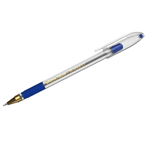 Ручка шариковая масляная с грипом ERICH KRAUSE "L-30" Gold Stick&Grip, СИНЯЯ, 0,7 мм, линия 0,26 мм, 61041 - фото 4