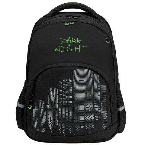 Рюкзак BRAUBERG SOFT, 2 отделения, 3 кармана, "Dark night", СВЕТООТРАЖАЮЩИЙ ПРИНТ, 40х31х15 см, 273119 - фото 2