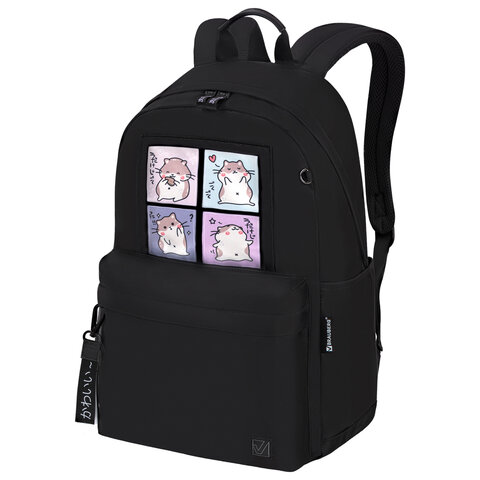 Рюкзак BRAUBERG FASHION CITY универсальный, карман-антивор, "Hamsters", черный, 44х31х16 см, 273840 - фото 1