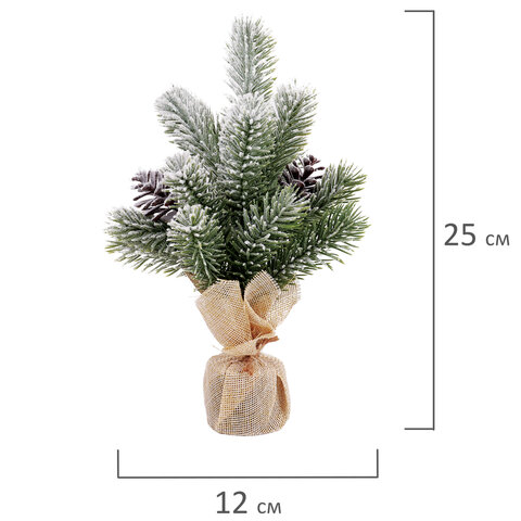 Ель новогодняя искусственная настольная 25 см, заснеженная, с шишками, литой ПЭТ, ЗОЛОТАЯ СКАЗКА, 592010 - фото 6