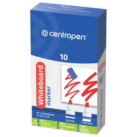 Маркер стираемый для белой доски ЧЕРНЫЙ CENTROPEN "Dry-Wipe", 8569, наконечник 1-4,5 мм, 585690112 - фото 2