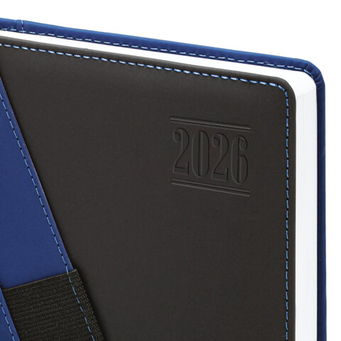 Ежедневник датированный 2026, А5, 138х213 мм, BRAUBERG "Swirl", под кожу, держатель для ручки, синий, 117479 - фото 5