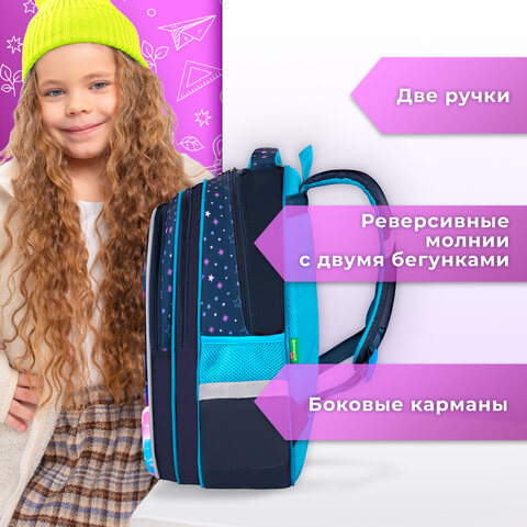 Рюкзак BRAUBERG KIDS FLOSSY, 2 отделения, 3 кармана, "Sky girl", 3D-панель, 40х28х18 см, 273179 - фото 16