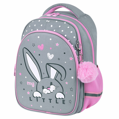 Рюкзак BRAUBERG OPTIMA, 2 отделения, с брелоком, "Curious bunny", 36х27х18 см, 272098 - фото 1
