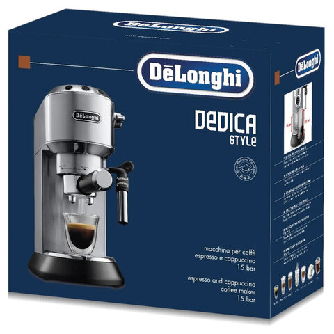 Кофеварка рожковая DELONGHI Dedica EC685.M, 1350 Вт, объем 1,1 л, ручной капучинатор, металлик - фото 19