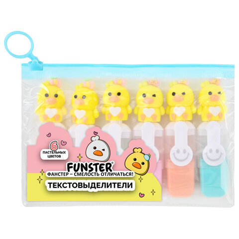 Набор текстовыделителей с топперами 6 ЦВЕТОВ ПАСТЕЛЬ, "НЕЖНЫЕ ЦЫПЛЯТА", линия 1-4мм, FUNSTER (ФАНСТЕР), 152653 - фото 2