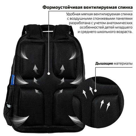 Рюкзак BRAUBERG SOFT, 2 отделения, 3 кармана, "Don't be afraid", СВЕТЯЩИЙСЯ, 40х31х15 см, 271364 - фото 14