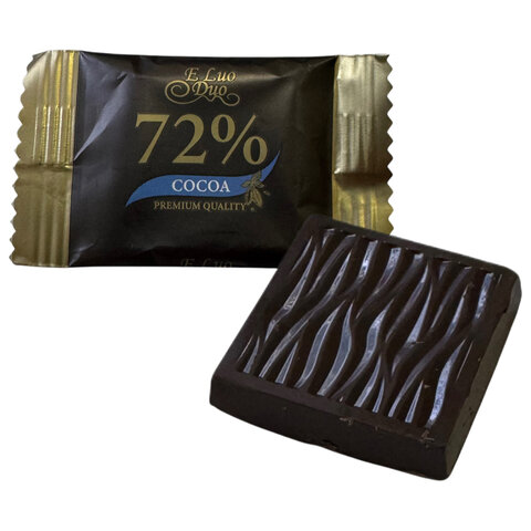 Шоколад порционный KONFESTA горький 72% какао, 1100 г (220 штук по 5 г) - фото 2