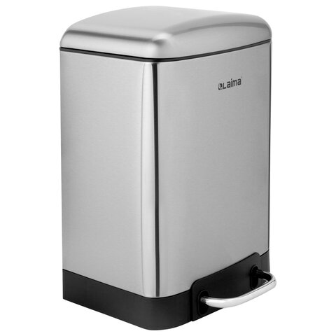 Ведро мусорное с педалью 6 л, крышка с доводчиком, стальное, БЕЗ ОТПЕЧАТКОВ, LAIMA ULTRA, 701567 - фото 1
