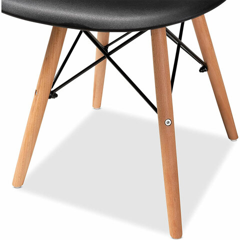Стулья BRABIX "Eames CF-010", КОМПЛЕКТ 4 шт., пластик черный, опоры дерево/металл, 532631, 2033A - фото 8