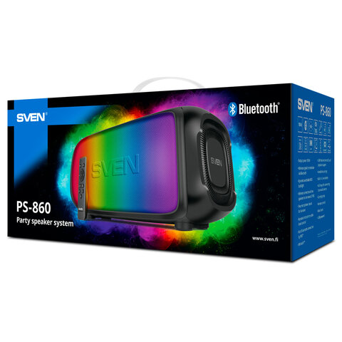 Колонка портативная SVEN PS-860, 100 Вт, TWS, Bluetooth, FM, USB, microSD, черный, SV-022518 - фото 4